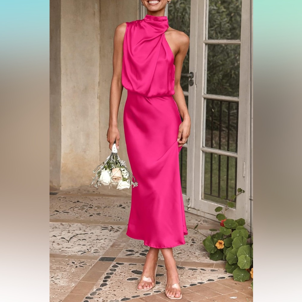PRETTYGARDEN Women’s Elegant Sleeveless Mock Neck Cocktail Party Maxi Dress Med